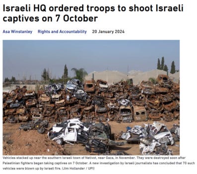 EI: Israeli HQ ordered troops to shoot Israeli captives on 7 October