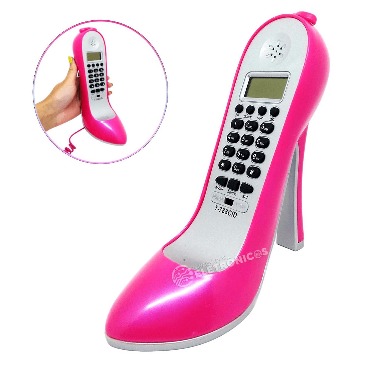 Aparelho De Telefone Fixo Mesa Visor Digital Formato Sapato Feminino Com Fio  Pink - T788CIDPI - Jiaxi - Ramais - Magazine Luiza