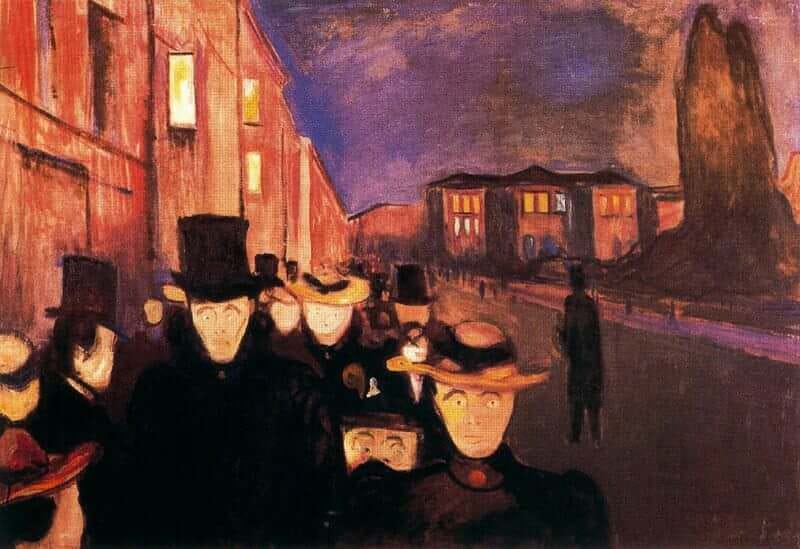 Evening on Karl Johan Street, 1892 by Edvard Munch