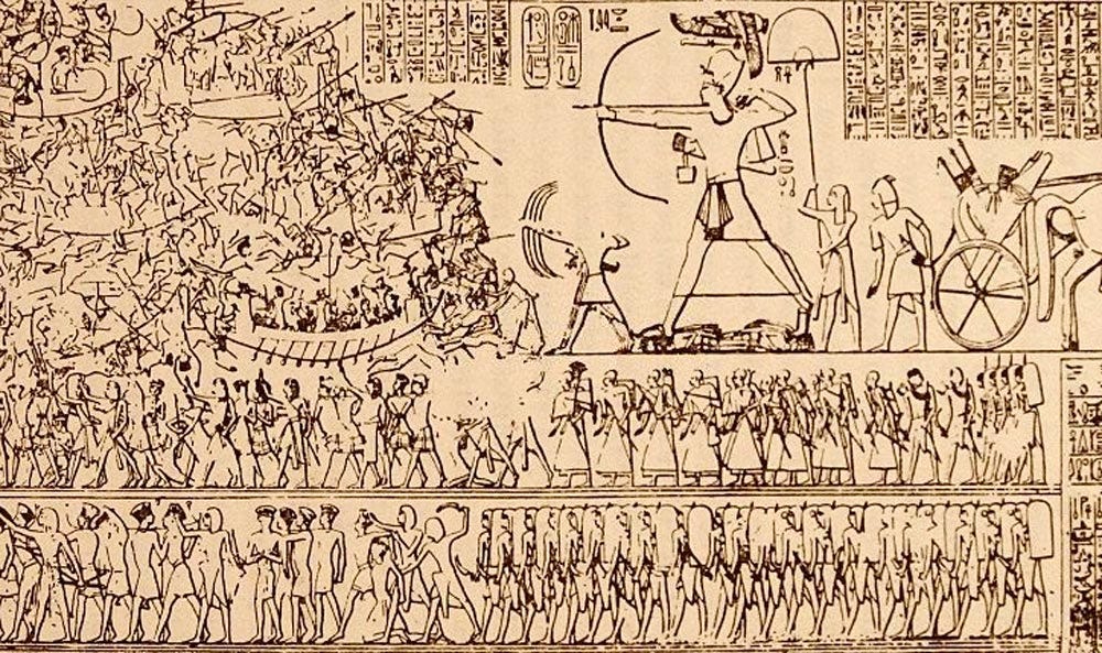 The Egyptians battling the Sea Peoples