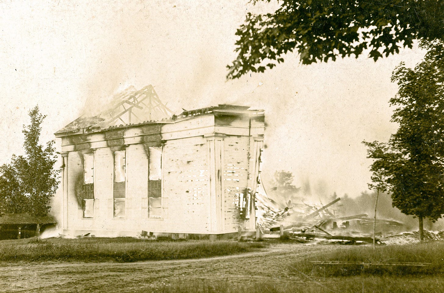 Burnt remains of Congregational Church