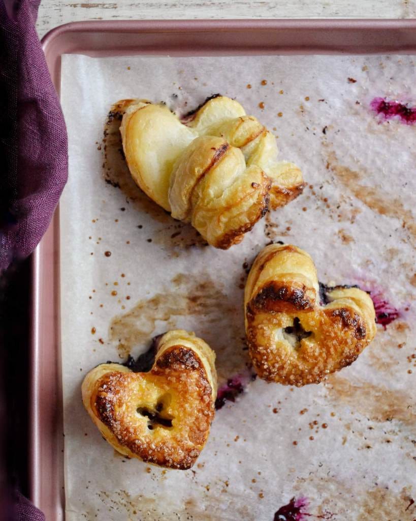 lemon & blueberry heart pies