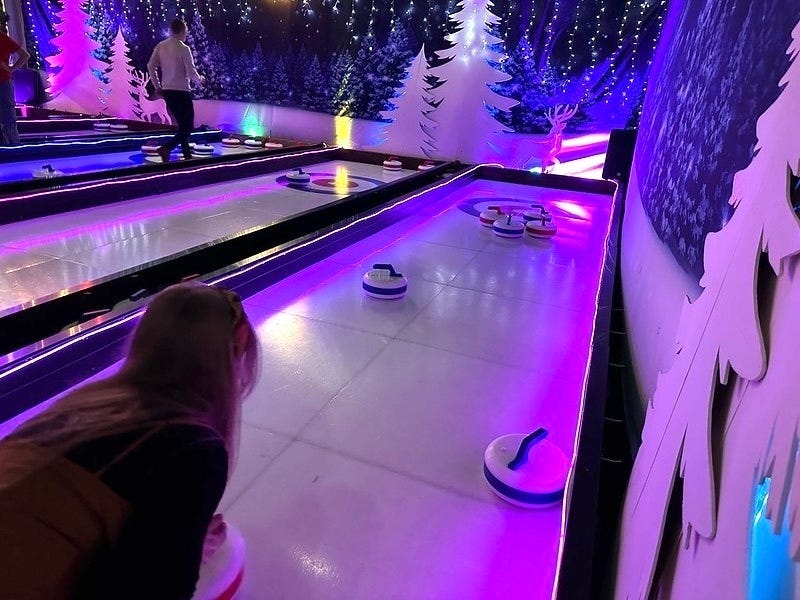 Curling works best with purple lighting, much like science laboratories in news reports. Not sure why.