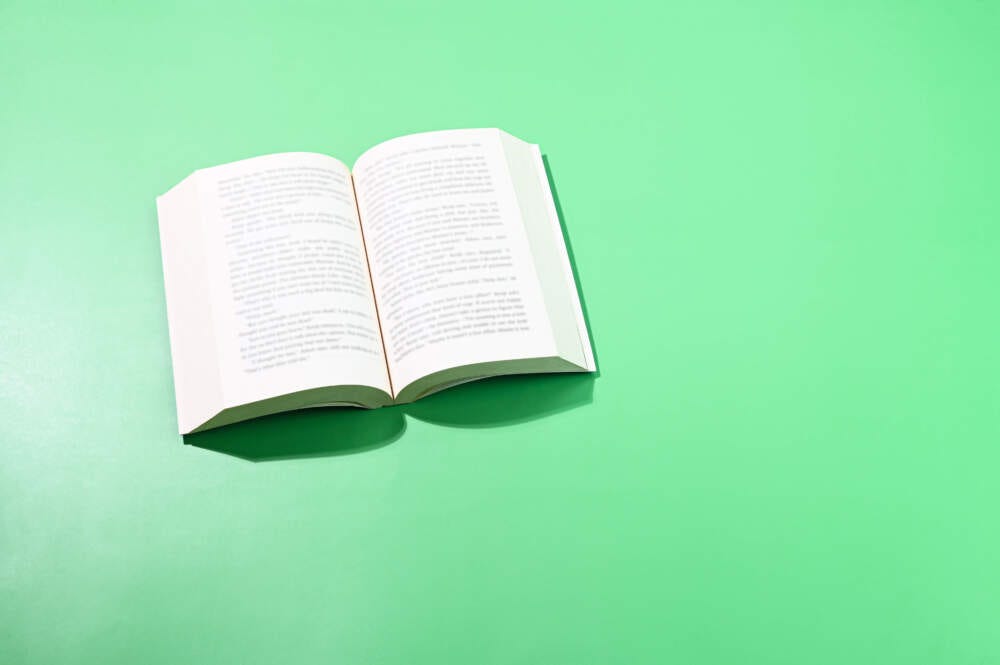 Isolated text book on a green background.