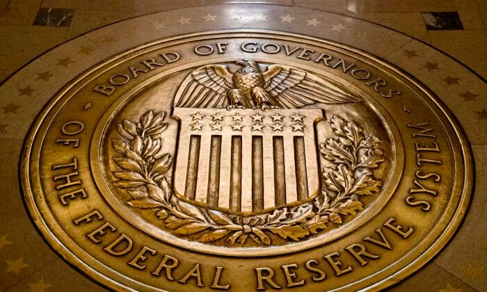 The seal of the Board of Governors of the United States Federal Reserve System is displayed in the ground at the Marriner S. Eccles Federal Reserve Board Building in Washington, D.C. (Andrew Harnik/AP)