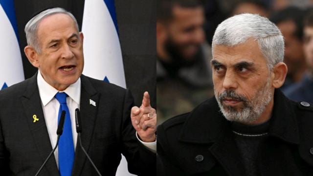 Benjamin Netanyahu y Yahya Sinwar