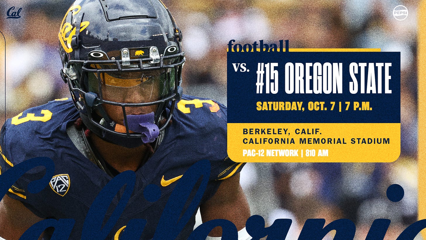 Cal Hosts No. 15 Oregon State For Homecoming