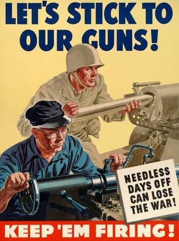 Let's Stick to our Guns! WWII WW2 Propaganda Poster Vintage Retro Canvas Painting DIY Wall ...