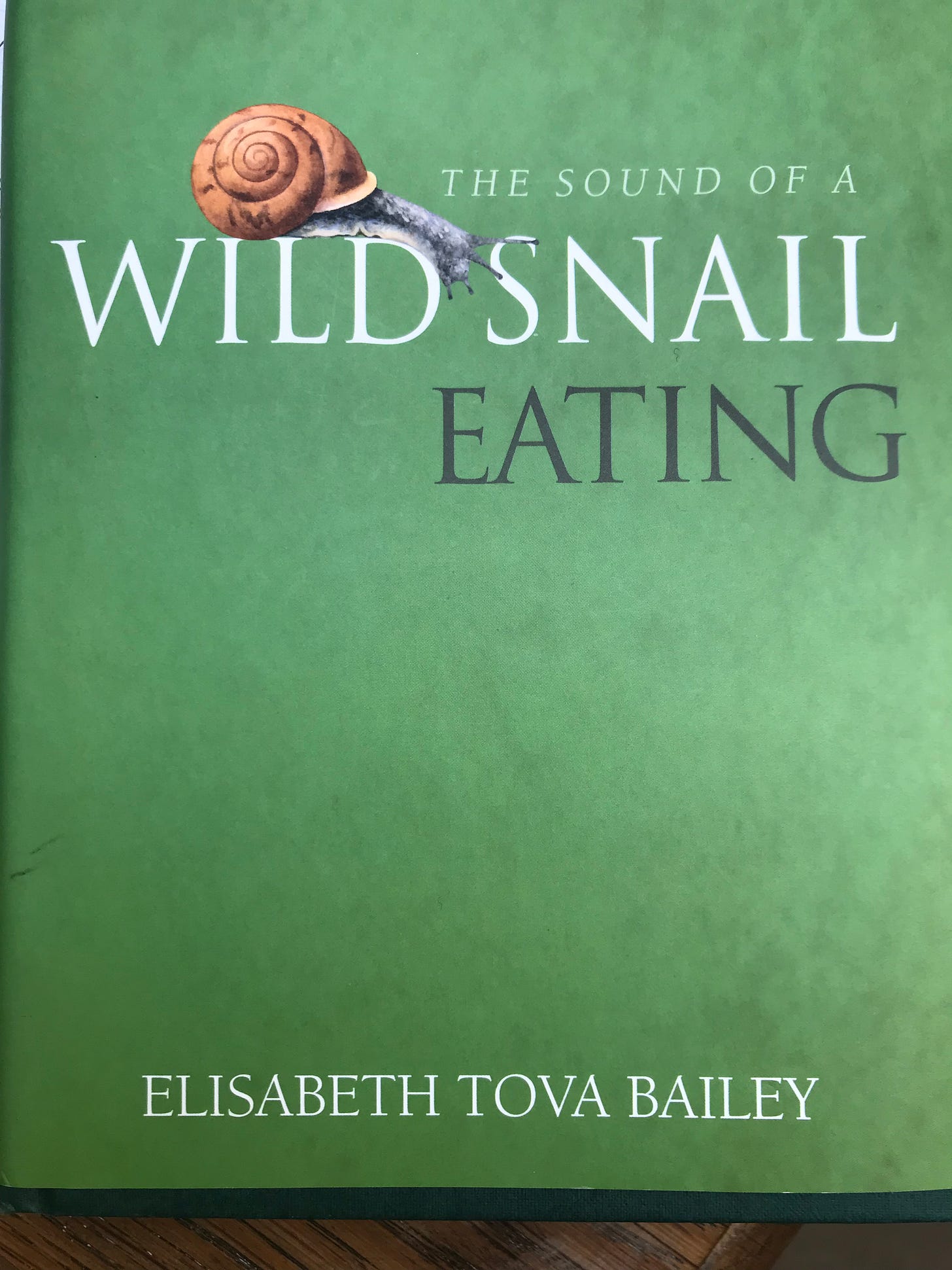 book cover to Wild Snail Eating - white text on green background with a snail on top of the word 'wild'