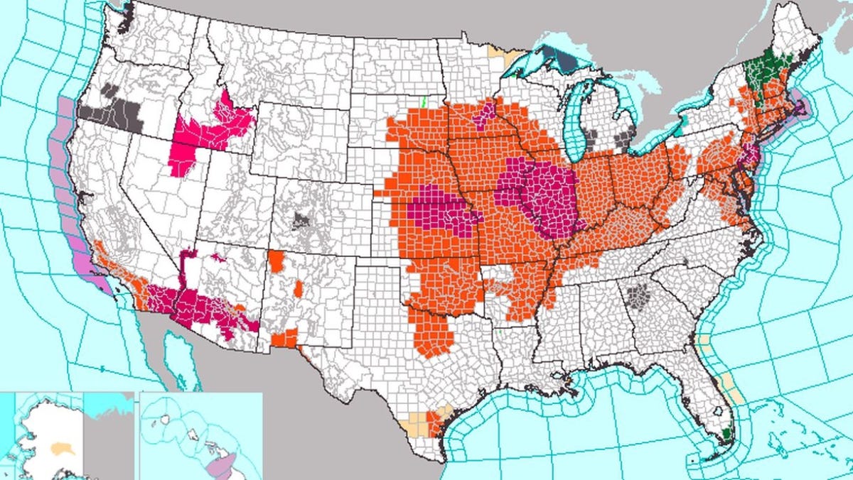 The National Weather Service's forecast map for July 27, 2023. (Weather.gov)