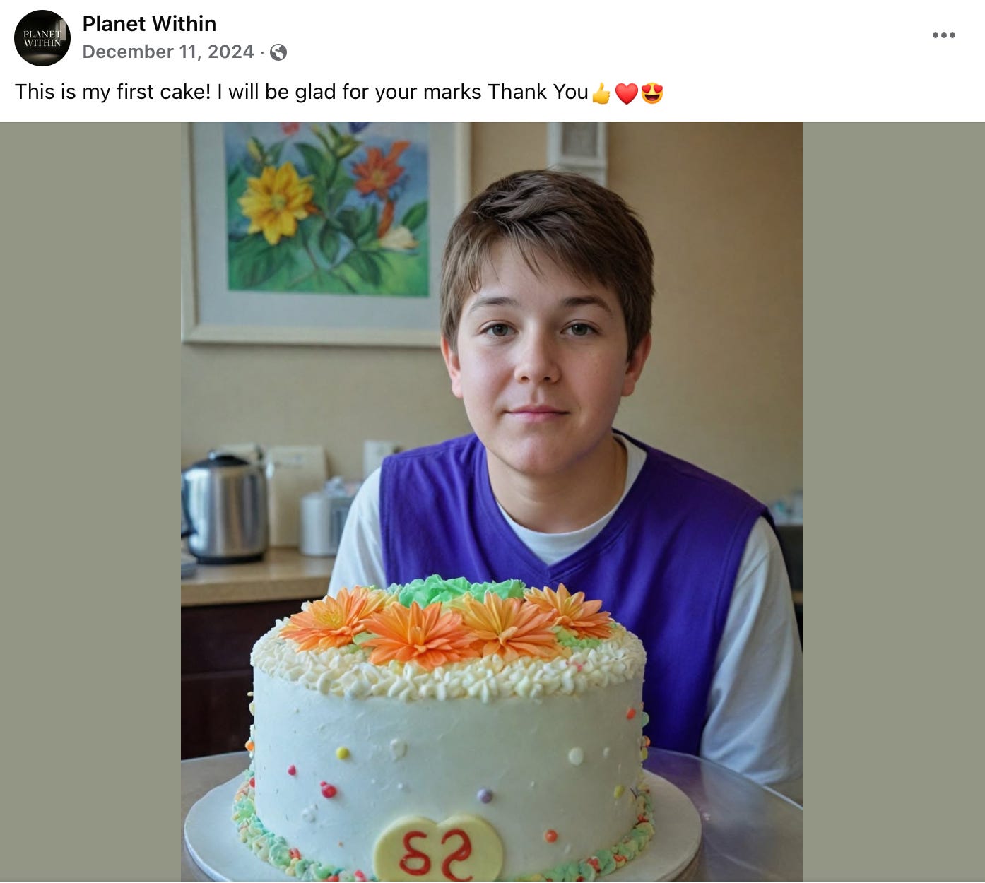 AI-generated post about cake