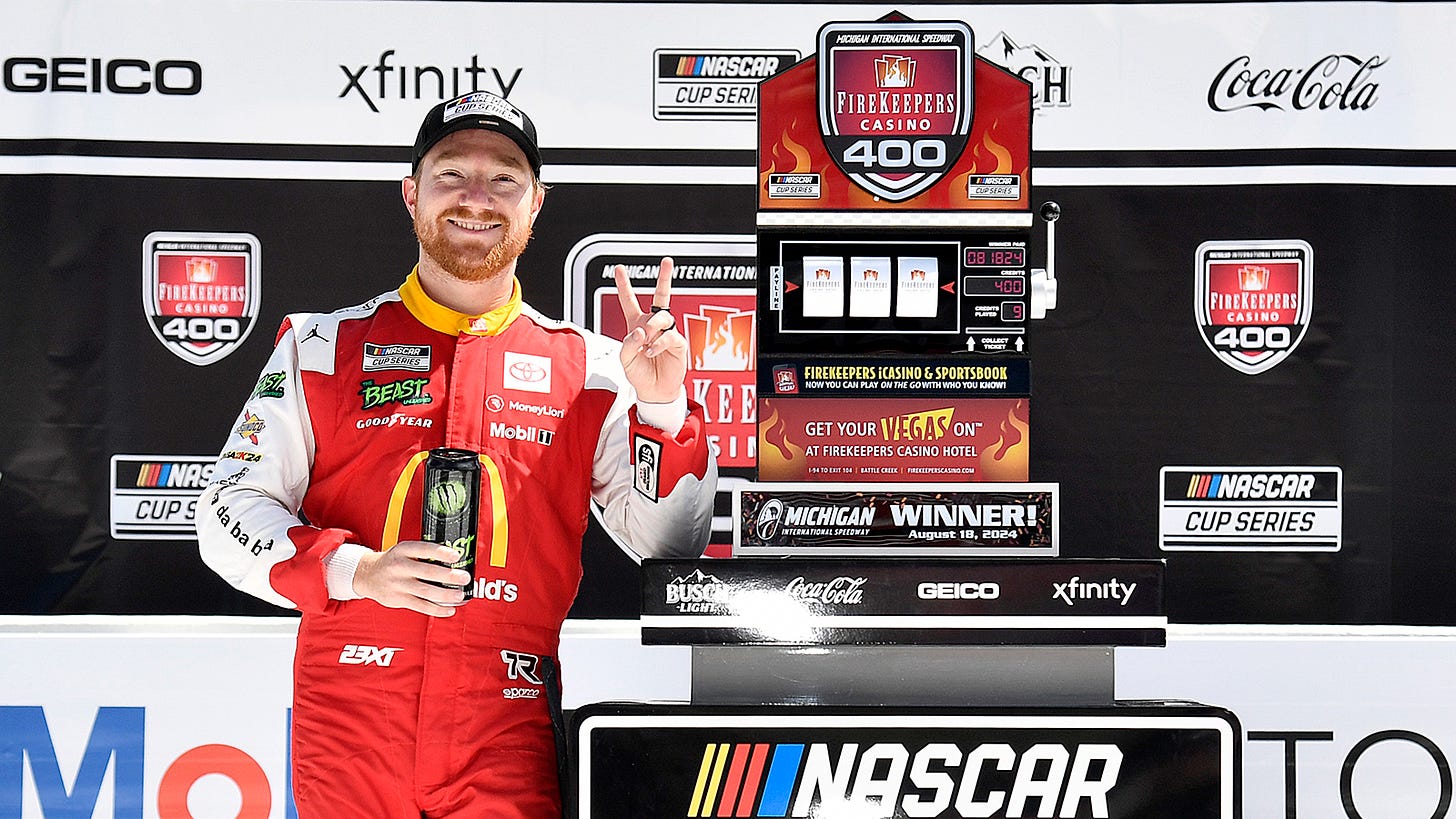 Tyler Reddick wins FireKeepers Casino 400 post-race inspection 2024 NASCAR Cup Series Michigan International Speedway