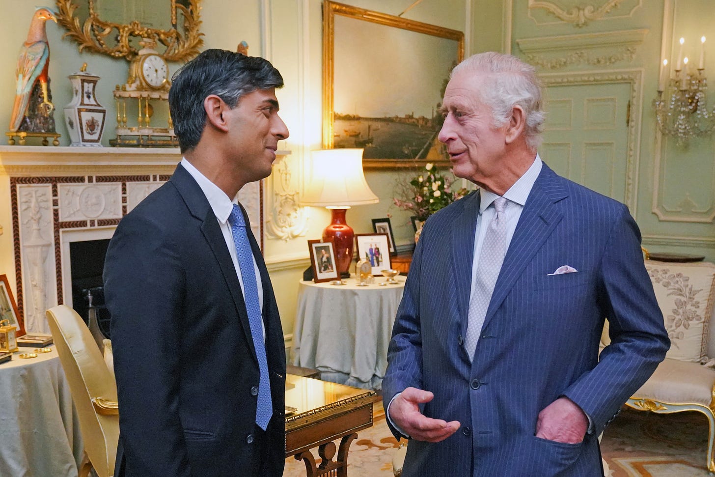 King Charles and Rishi Sunak at Buckingham Palace