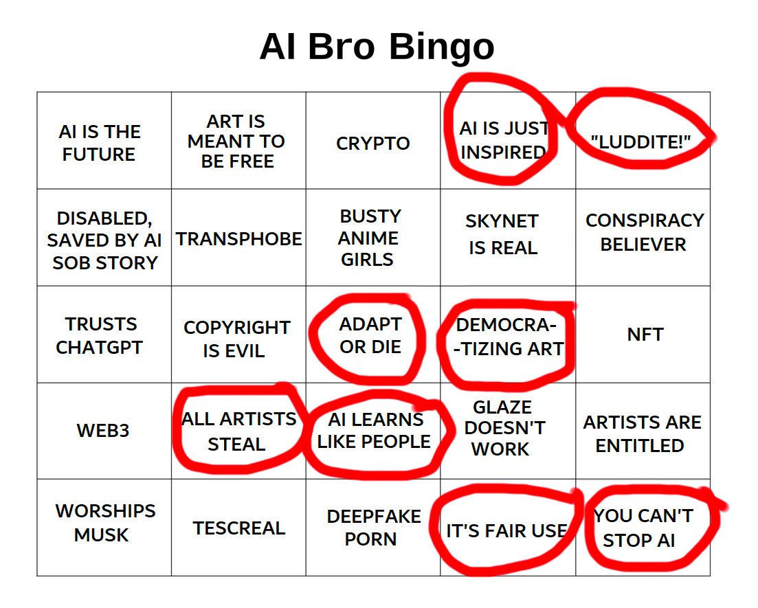 AI Bro Bingo card