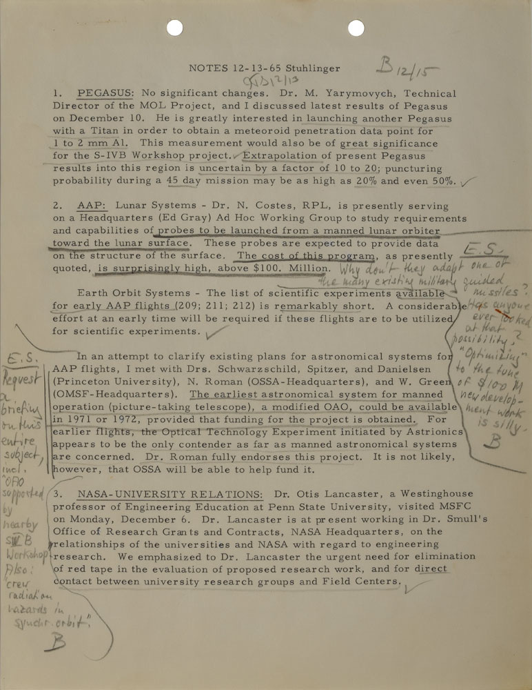 Wernher von Braun Hand-annotated Notes | Sold for $719 | RR Auction