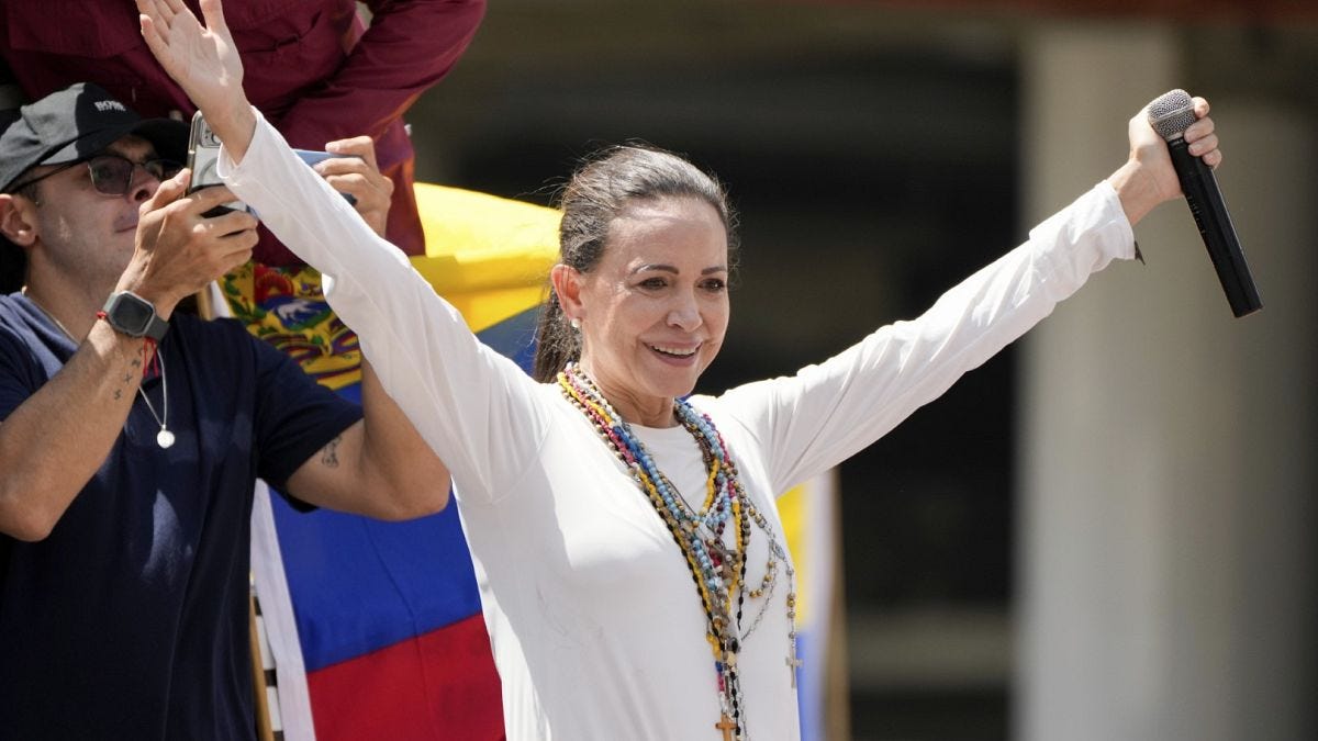 La líder opositora María Corina Machado durante una manifestación en Caracas, Venezuela, el sábado 17 de agosto de 2024.