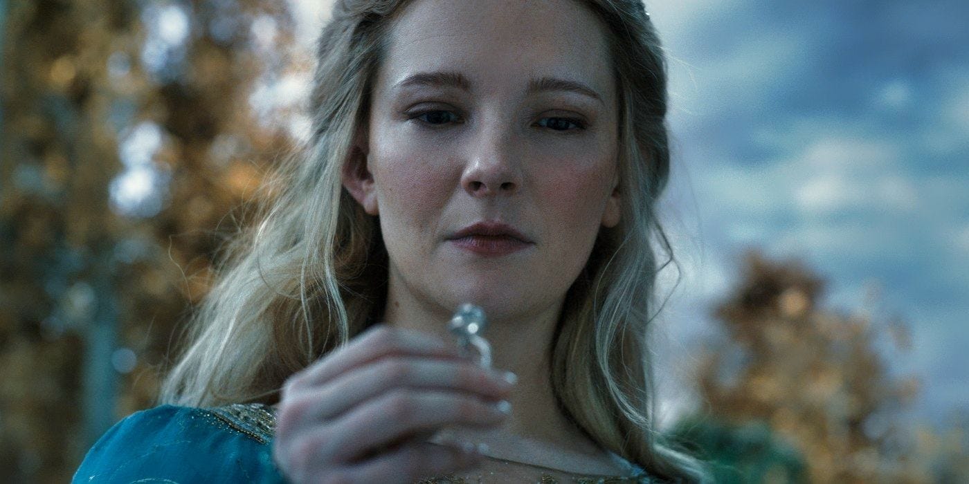 Galadriel holds Nenya in still from Rings of Power season 2