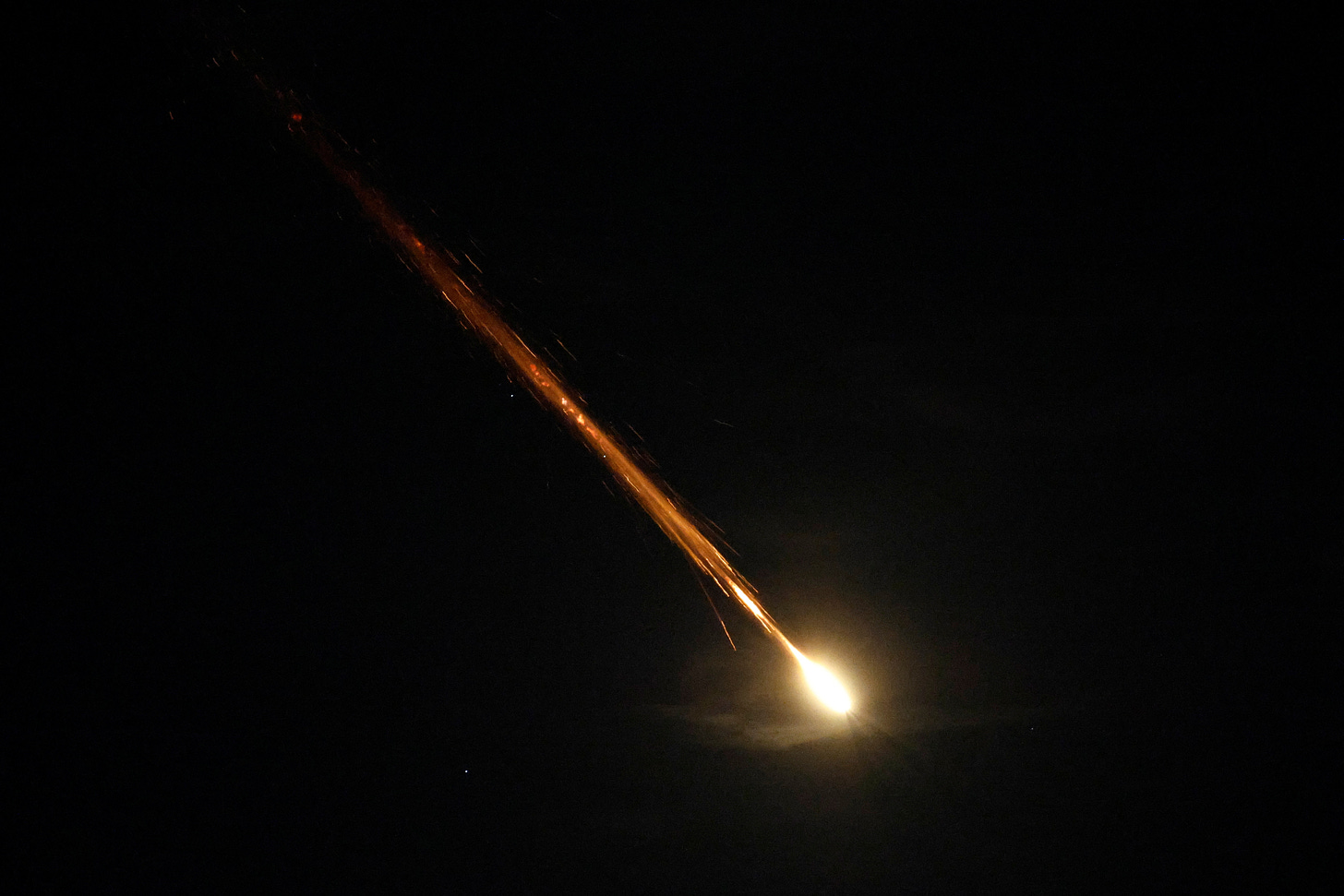 Israel's Iron Dome anti-missile system intercepts rockets, as seen from Ashkelon