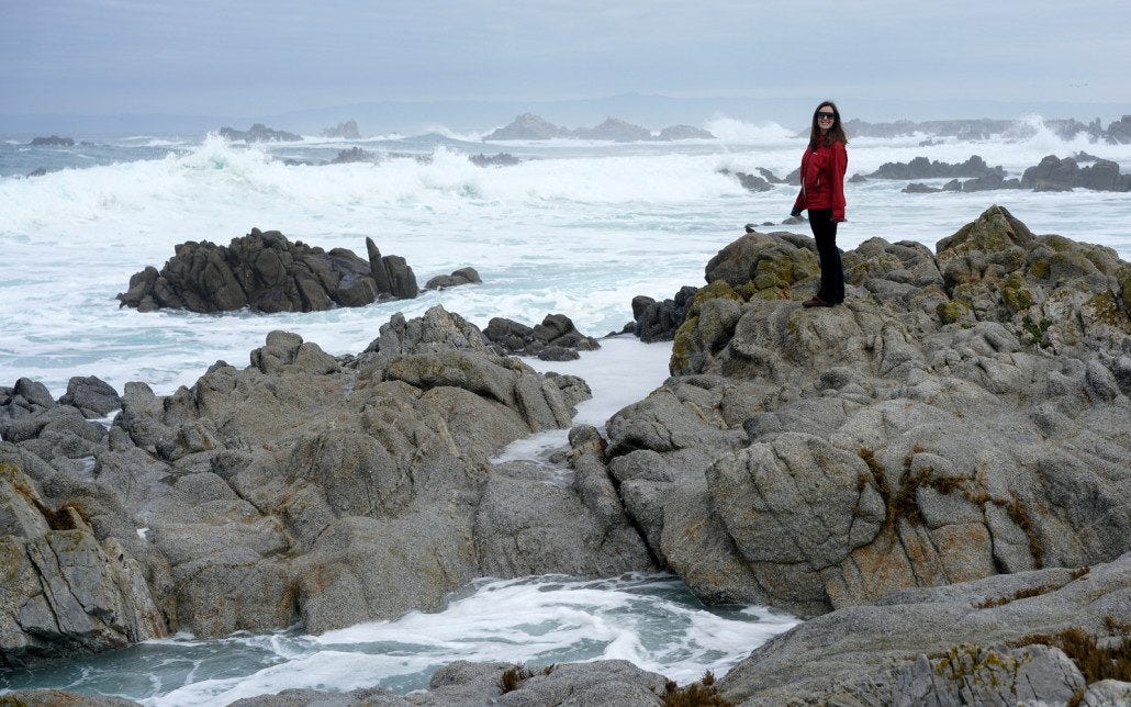 Exploring the rocky beach south of Santa Cruz.