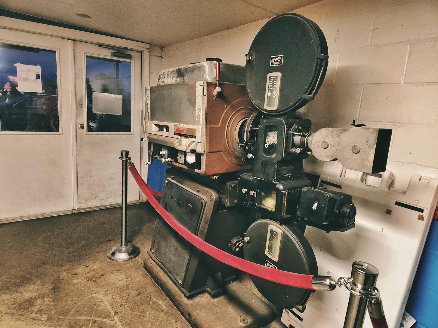 Vintage drive-in movie theater projector