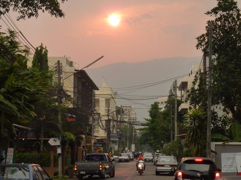 Chiang Mai smog sunset