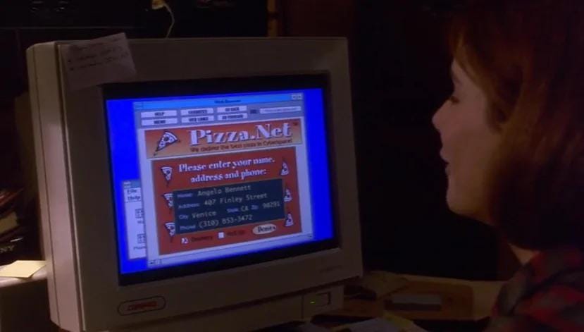 When Sandra Bullock ordered pizza online in The Net. : r/nostalgia