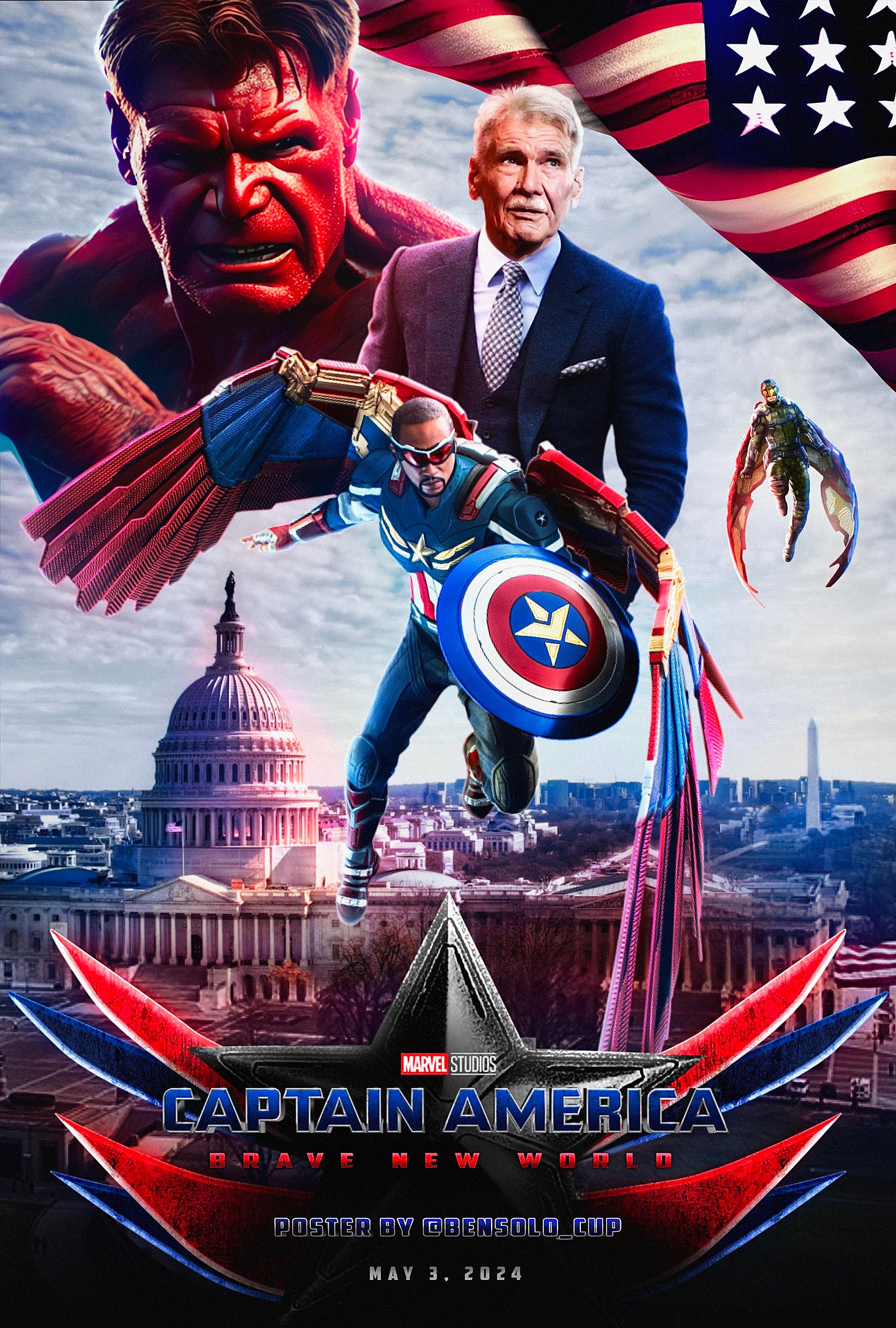 Are you guys excited for Captain America: Brave New World? (Poster by ...