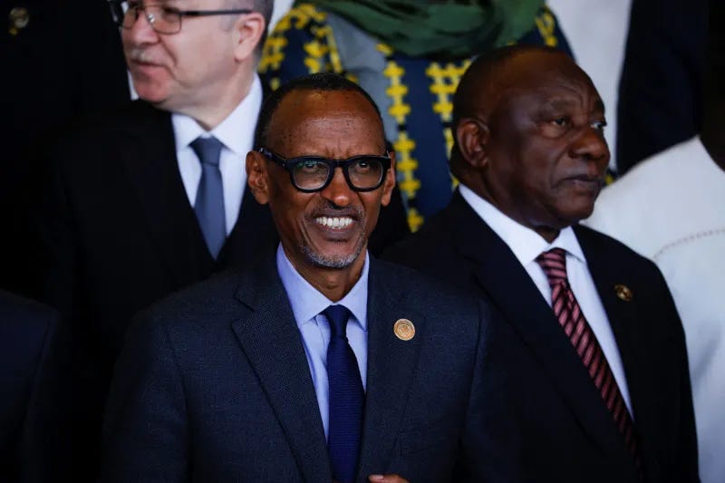 Kagame at the African Union headquarters in Addis Ababa, Ethiopia, February 2023