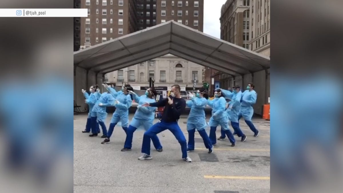 Nurses at COVID-19 testing site keep spirits up with ‘Level Up’ dance challenge