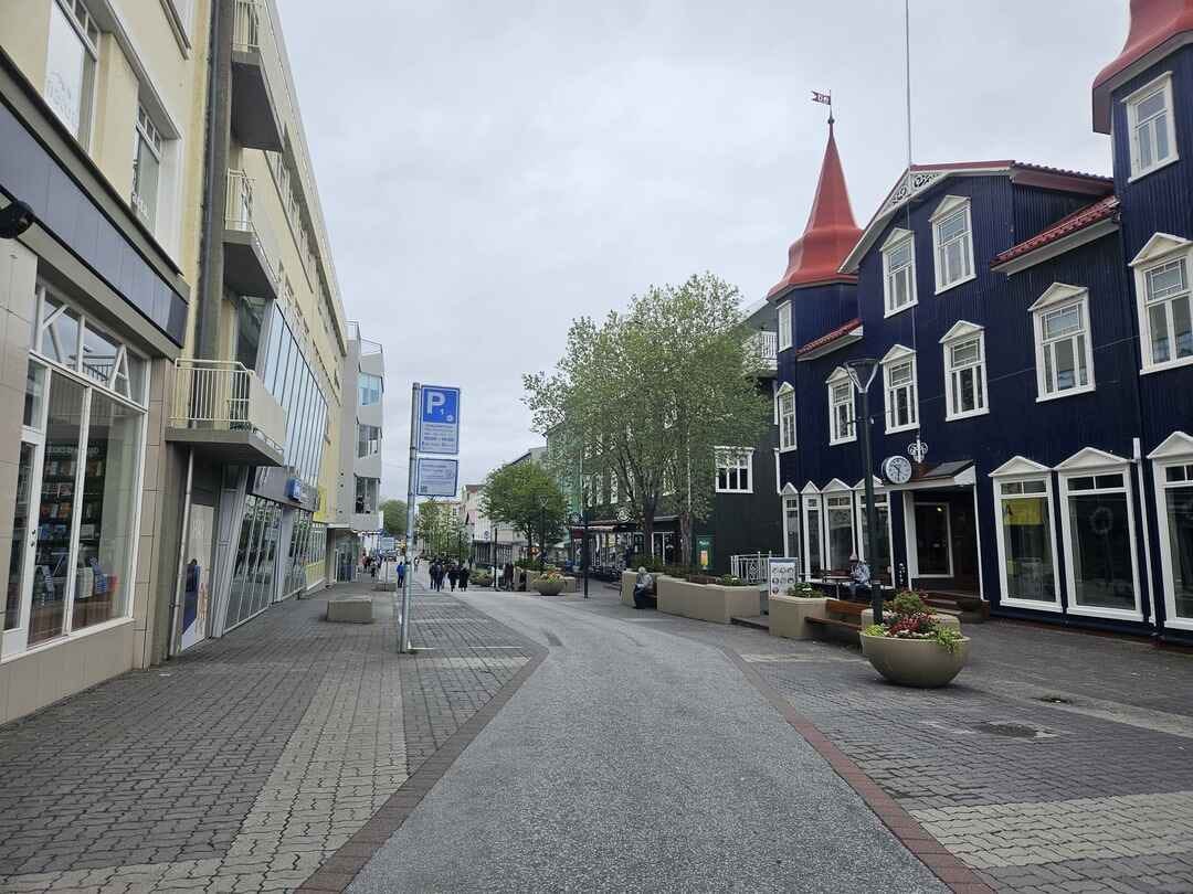 Lovely pedestrian street in Downtown Akureyri