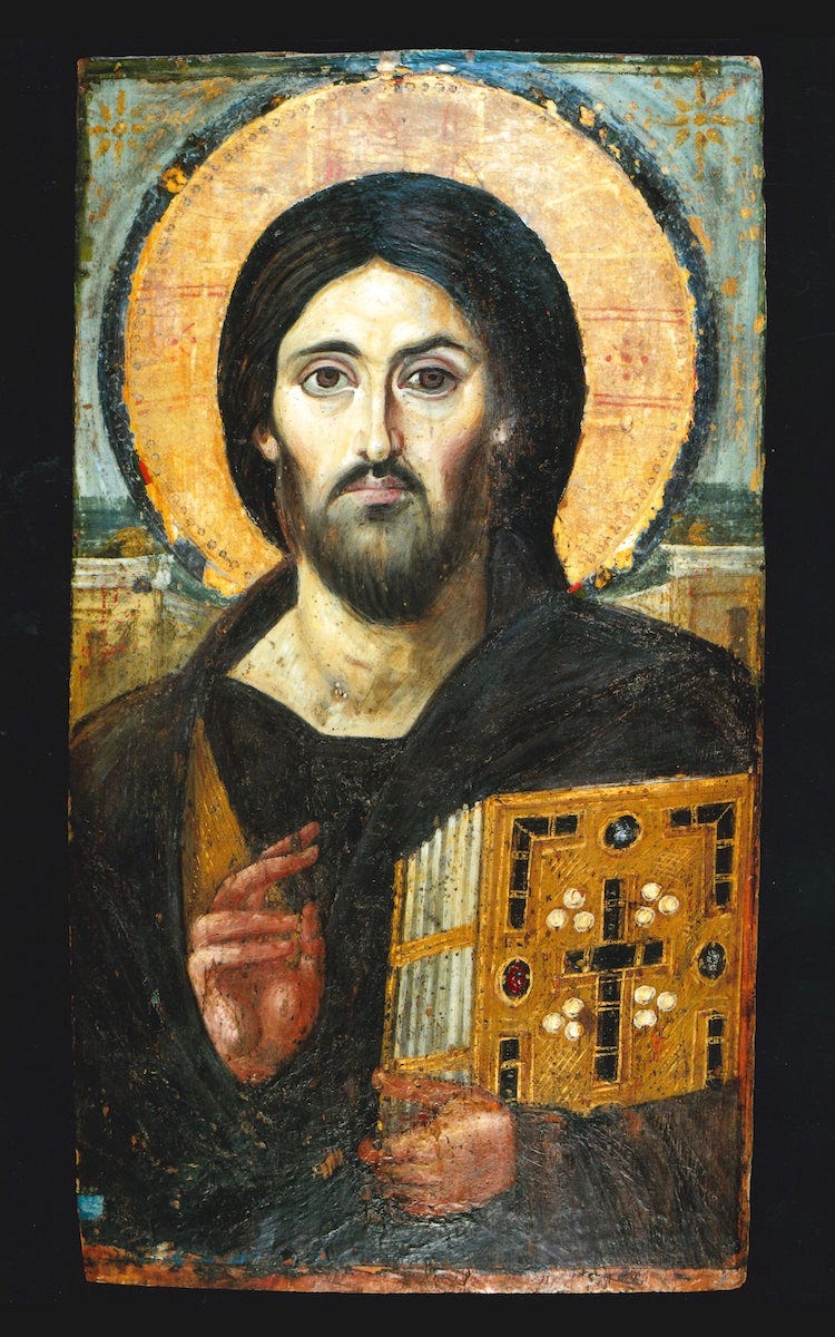 Greek orthodox icon of Jesus Christ "Pantocrator" (23) of Sinai, encaustic  icon – orthodoxmonasteryicons.com