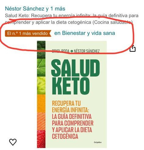Salud Keto es num 1 en ventas en Amazon