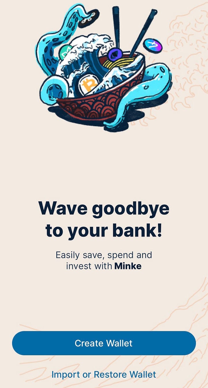 Minke signup page clearly stating that it is a finance app
