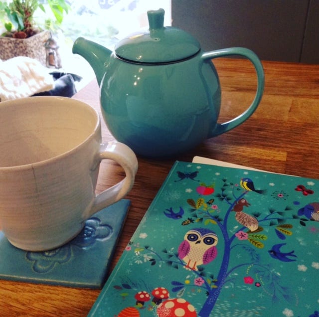 Tea mug and journal