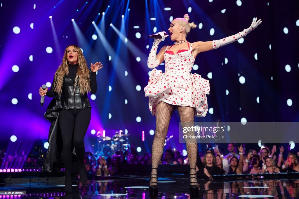 Carly Pearce and Gwen Stefani perform onstage at the 2023 CMT Music ...