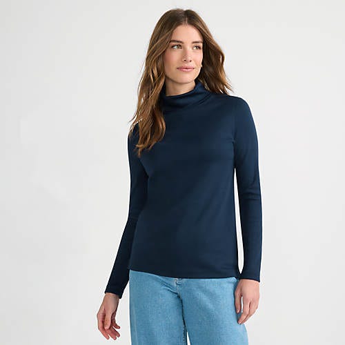 Women's Supima Cotton Fitted Long Sleeve Turtleneck, Front