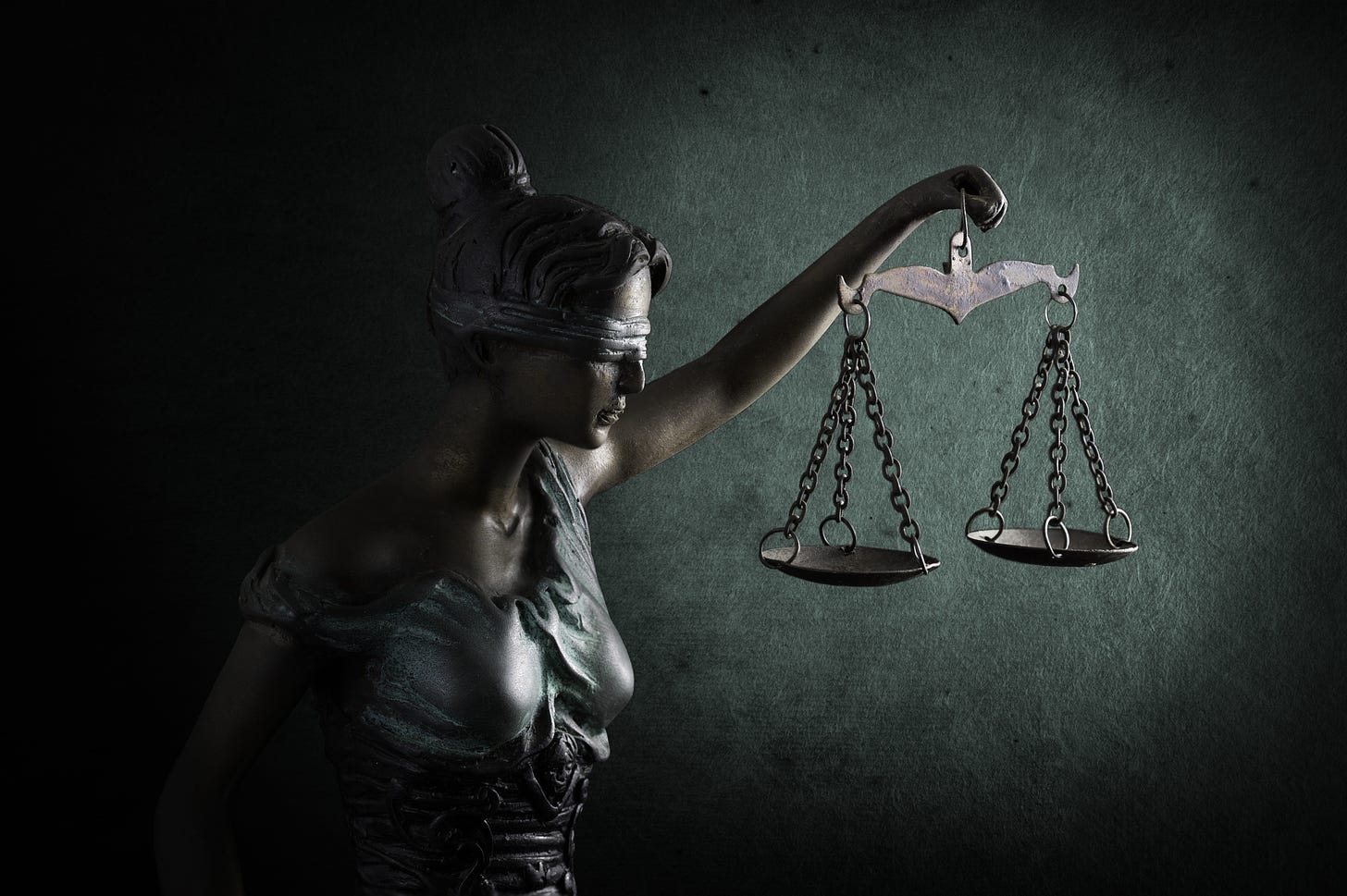 picture of female figure holding scales and wearing a blindfold to represent Lady Justice