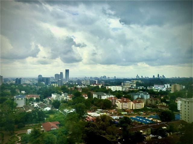 A cloudy view of Nairobi's downtown