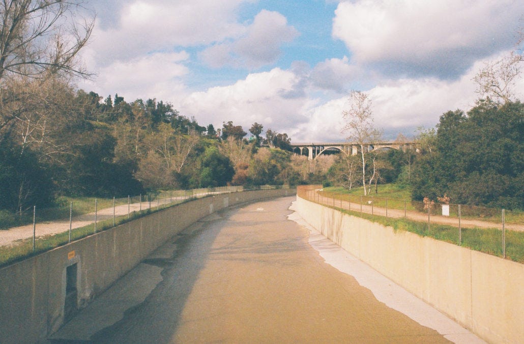The Arroyo Seco River with the Colorado Street bridge in the background.