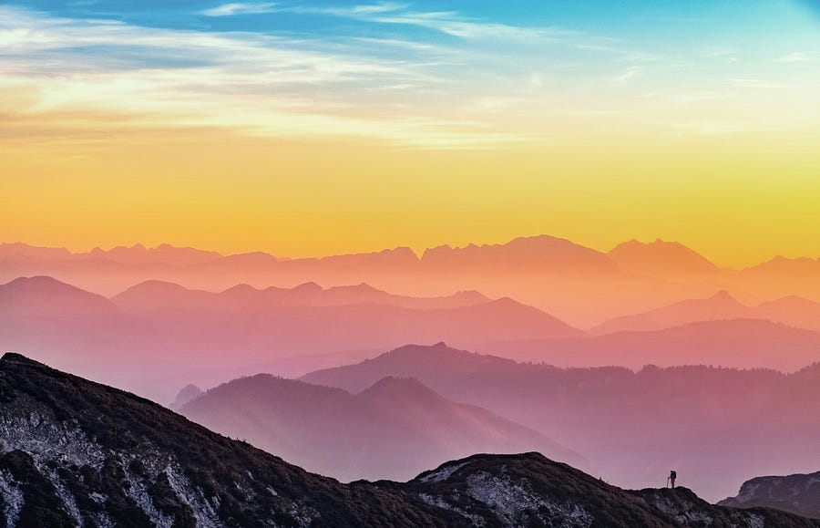 A colourful mountain scene A colourful mountain scene