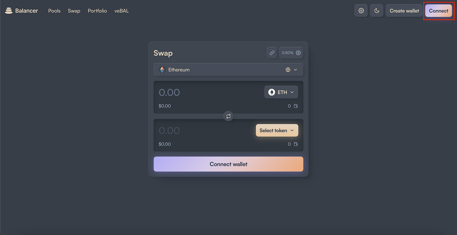 Balancer - Wallet Connection