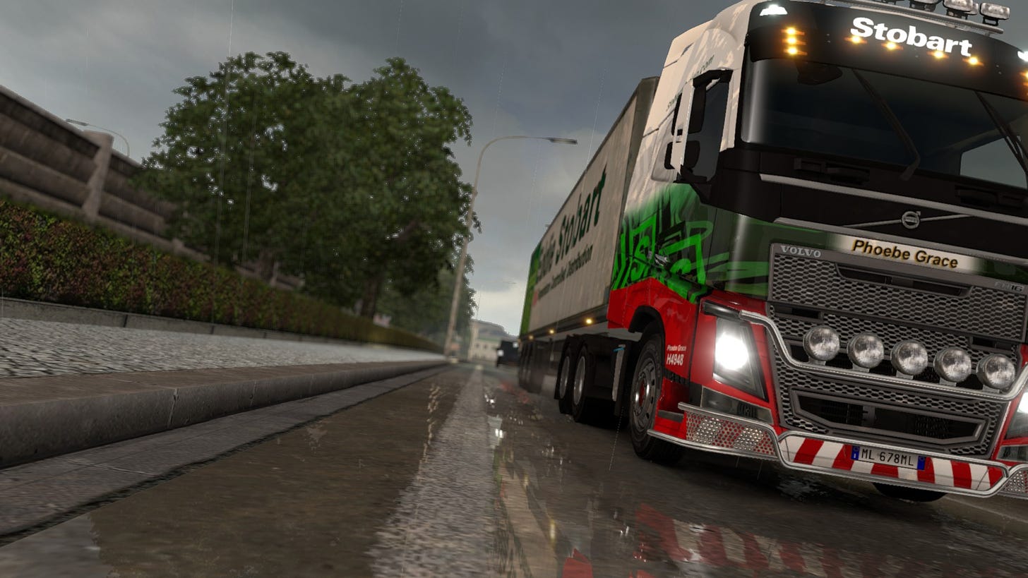 Euro Truck Simulator 2, Rain, Reflection, Truck, Lorry, Trees, Volvo ...