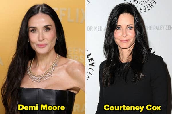 Demi and Courteney, both with long, dark hair