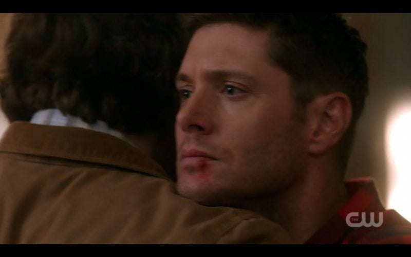 supernatural dean winchester hugging castiel finale