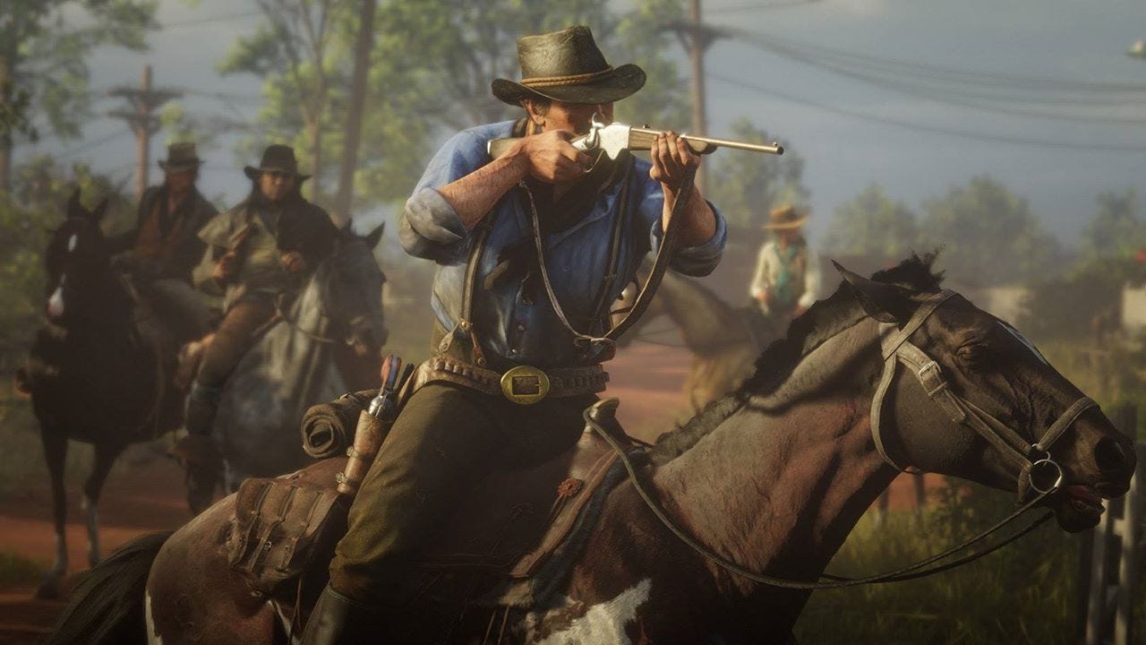 Shooting while riding in Red Dead Redemption 2
