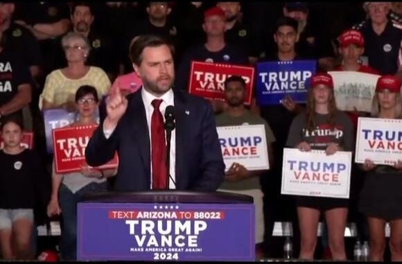 Vice-President-Elect JD Vance promised the family of a USMC veteran slain by a cartel "The cavalry is coming" in Tucson on October 22, 2024.