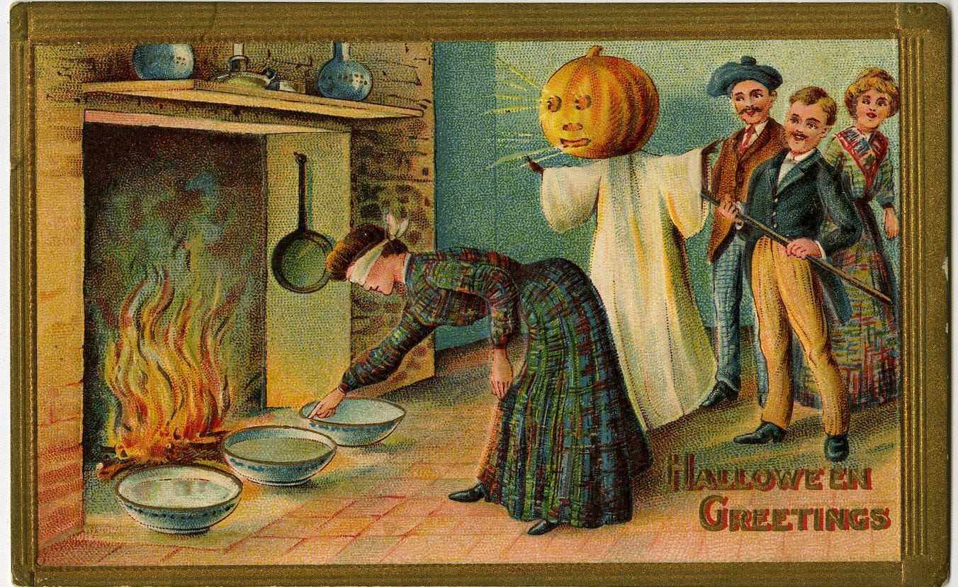 halloween postcard three luggies