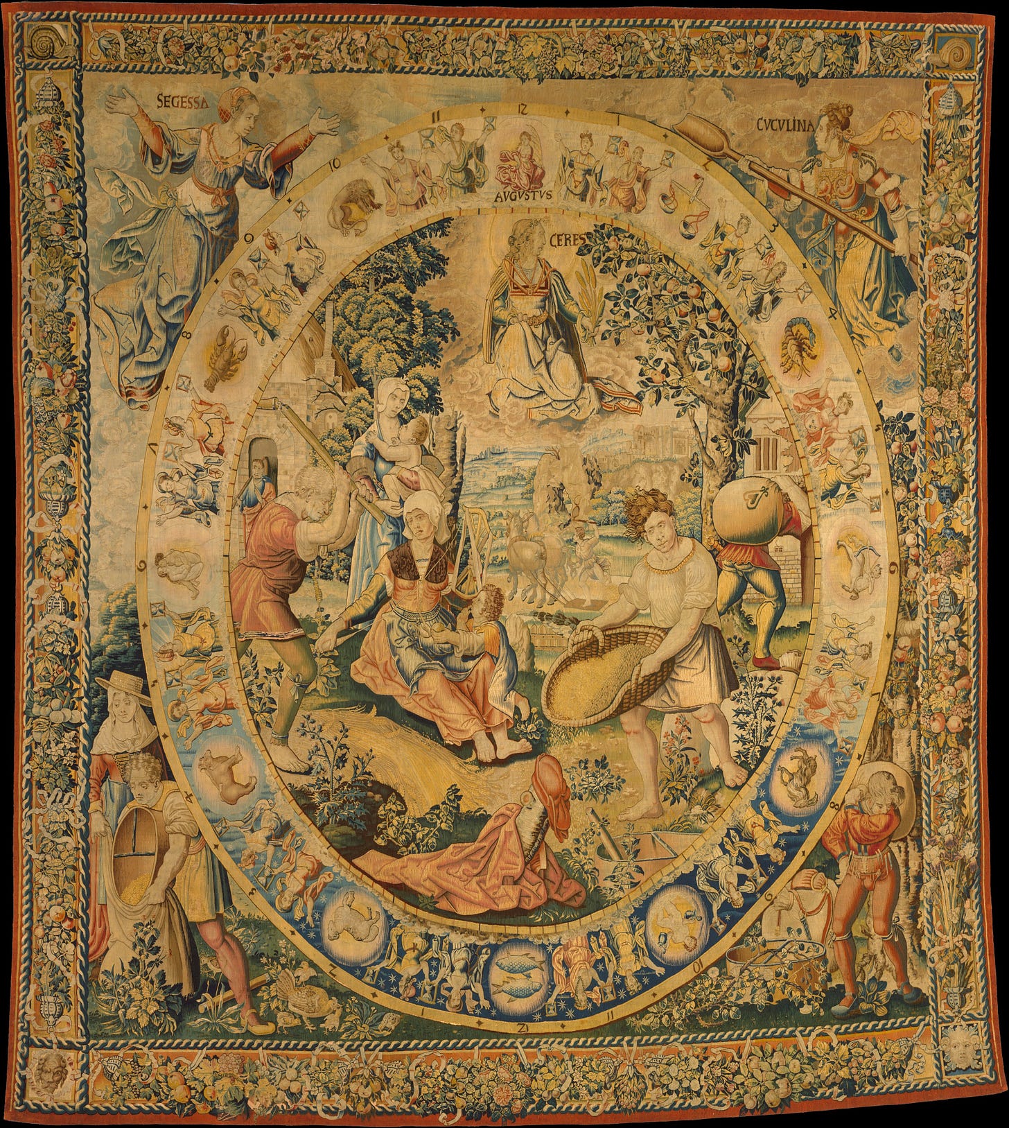 Possibly after a design by the workshop of Bernard van Orley | August from  a set of Medallion Months | Netherlandish, Brussels | The Metropolitan  Museum of Art