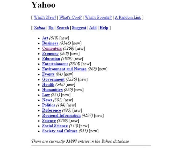 1994 Yahoo Home Page