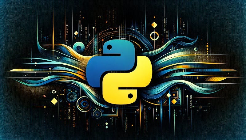 Just the Python logo with an abstract background. AI-generated.